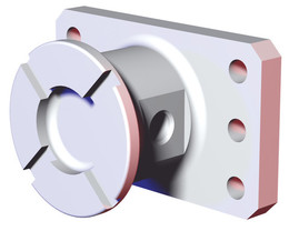 DESTACO STS-0010-NA-2P Adapter 90° mit Mittenversatz, Lochbild 4x8H7 auf 40x40 mm, Zentrum zur versetzten Spannfläche 15mm, Durchmesser 59,6 mm - LE70000 STS Inline Endadapter
