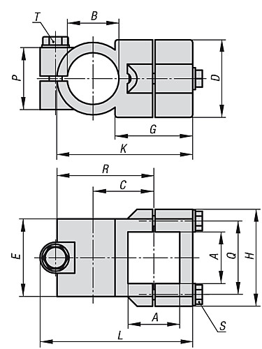 Kipp K0474.53030 KREUZKLEMMSTÜCK ALUMINIUM, A=30,2, B=30,1 - KIPP K0474 Kreuzklemmstuecke - Aluminium