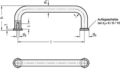 Ganter 425-A4-10-100-GS Edelstahl Bügelgriffe - GN-425-Buegelgriffe-Edelstahl-Skizze