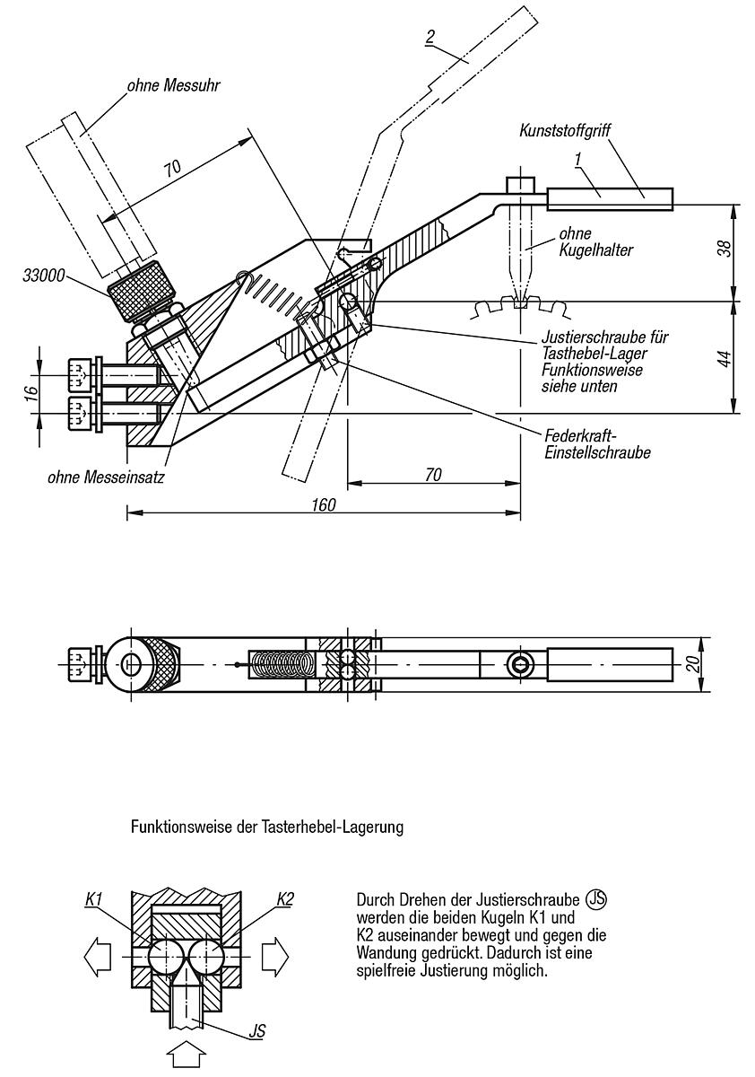 Norelem 33202-070 MESSELEMENT F. ZAHNR DER - NLM 33202 Messelement fuer Zahnraeder - Massblatt