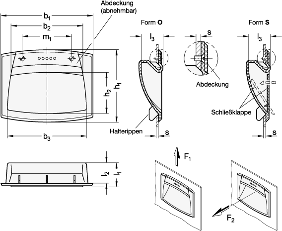 Ganter 733-120-S-DRT Griffschalen, zum Anschrauben, Kunststoff - GN 733 Griffschalen - zum Anschrauben - Kunststoff - Massblatt