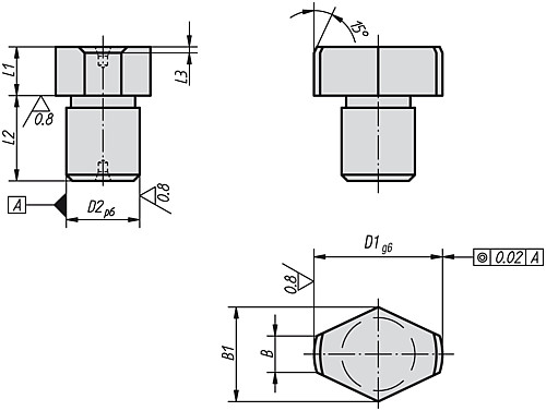 Kipp K0354.14 FREIGEFRÄSTER POSITIONSSTIFT    BR, GESCHLIFFEN  D1=22, D2=1 - KIPP K0354 Freigefraeste Positionsstifte geschliff