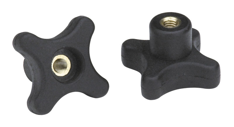 Leschhorn F188 Kreuzgriffe   D 50; d 20; Gewinde d1 M8; Kunststoff PA, schwarz, Gewindebuchse Messing - Boteco F188 Kreuzgriffe