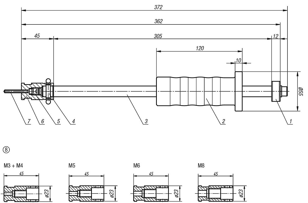 Norelem 03328-40 ABZIEHWERKZEUG, - NLM 03328 Abziehwerkzeug - Massblatt