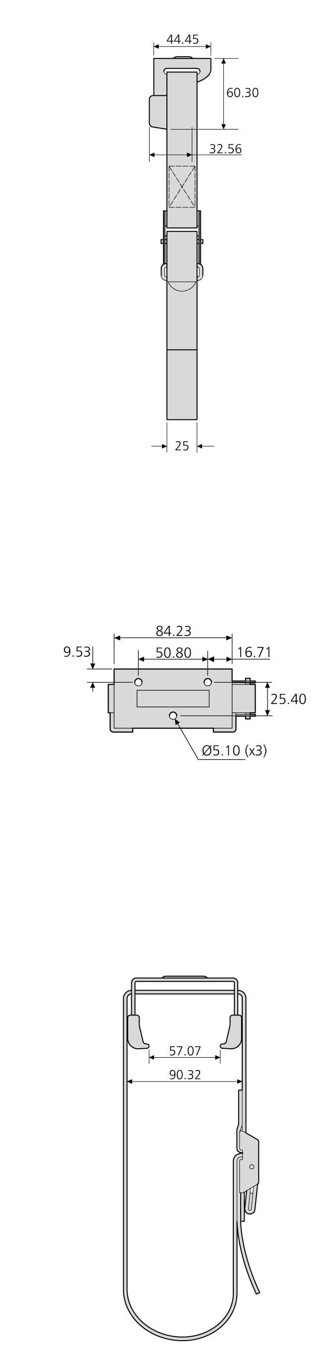 Accuride EGACCE-001BK Platten für Horizontalmontage schwarz, optionale Adapterplatten für horizontale CPUs, für alle Halter verwendbar !!! Auslaufartikel !!! - EGCPUH-201 Zeichnung 2
