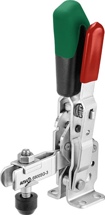 AMF 6800SG-2 Senkrechtspanner mit grünem Handgriff und Sicherheitsverriegelung, Größe : 2, F1: 1,0 kN, F2: 1,2 kN - LE 6800SG Senkrechtspanner mit gruenem Handgriff und Sicherheitsverriegelung-Abbildung