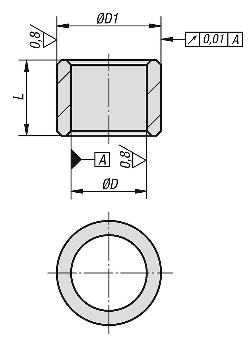 Norelem 03150-10-01012304002 PASSBUCHSE GEHÄRTET D=12F7 L=12, BLANK - NLM 03150-10 Passbuchsen fuer Rastersysteme - Massblatt
