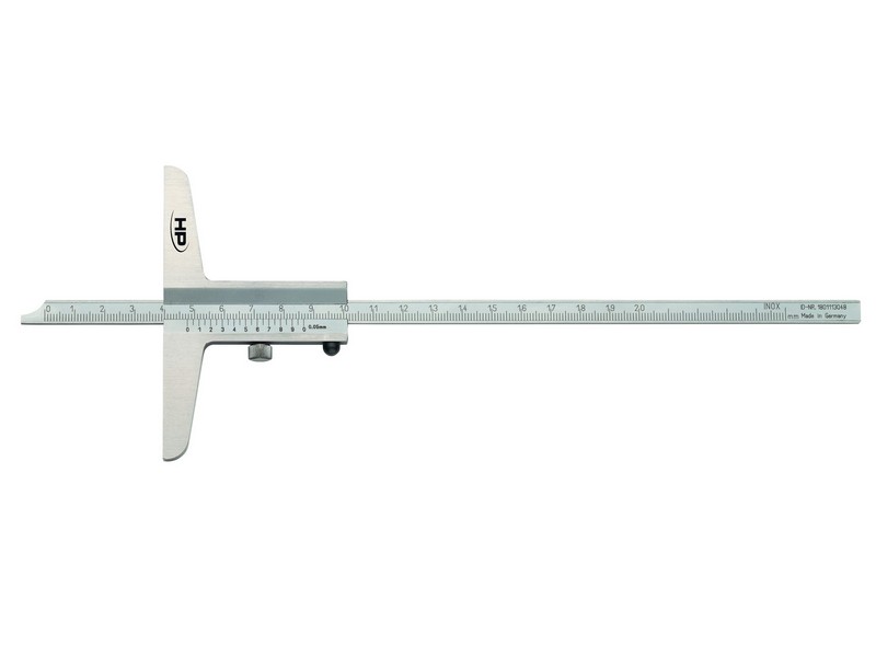 Helios Preisser 0282 208 Tiefenmesschieber, rostfreier Stahl, Nonius mattverchromt 500 mm Messbereich, 250 mm Brückenlänge - Tiefenmessschieber