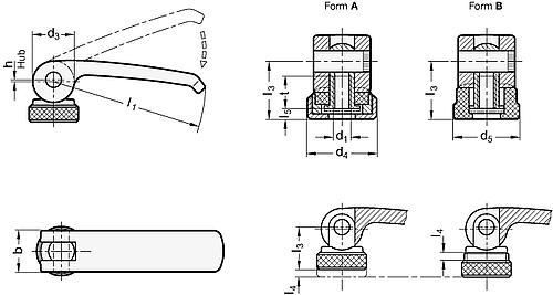 Ganter 927.5-101-M10-A EDELSTAHL EXZENTERSPANNER, AUFLAGESCH. VERSTELLBAR - GN 927-5 Exzenterspanner mit Innengewinde - Hebel Edelstahl-Skizze
