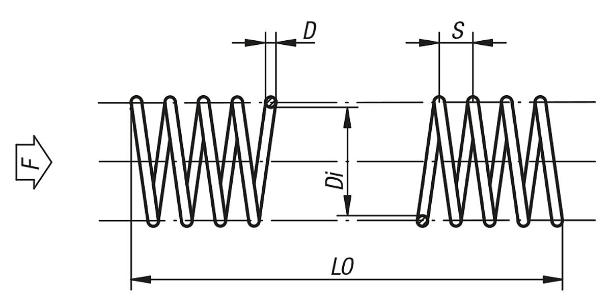 Norelem 07650-06 DRUCKFEDER FÜR SPANNEISEN D1=6,5 - NLM 07650 Druckfedern fuer Spanneisen - Massblatt