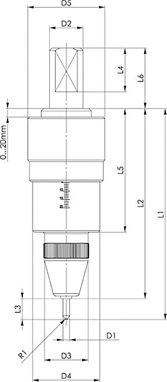 AMF 1400WXL20 AMF-Writer Extra Large, Nadel: 60R10 Ex00, Drehzahl: 0-300 1/min, R1: 1,0 mm - LE 1400WXL Writer Extra Large -Skizze