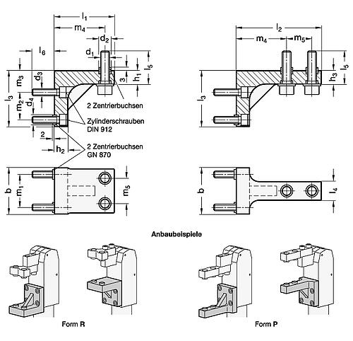 Ganter 868.1-32-R-NC Spannbackenhalter, Gegenhalter - GN-868-1-Spannbackenhalter-Gegenhalter-Skizze