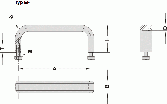 Leschhorn EF-19-120-31  Flachoval-Edelstahl Bügelgriffe 19 mm A 120,  halbglänzend gleitgeschliffen - Leschhorn EF Flachoval-Edelstahl Buegelgriffe