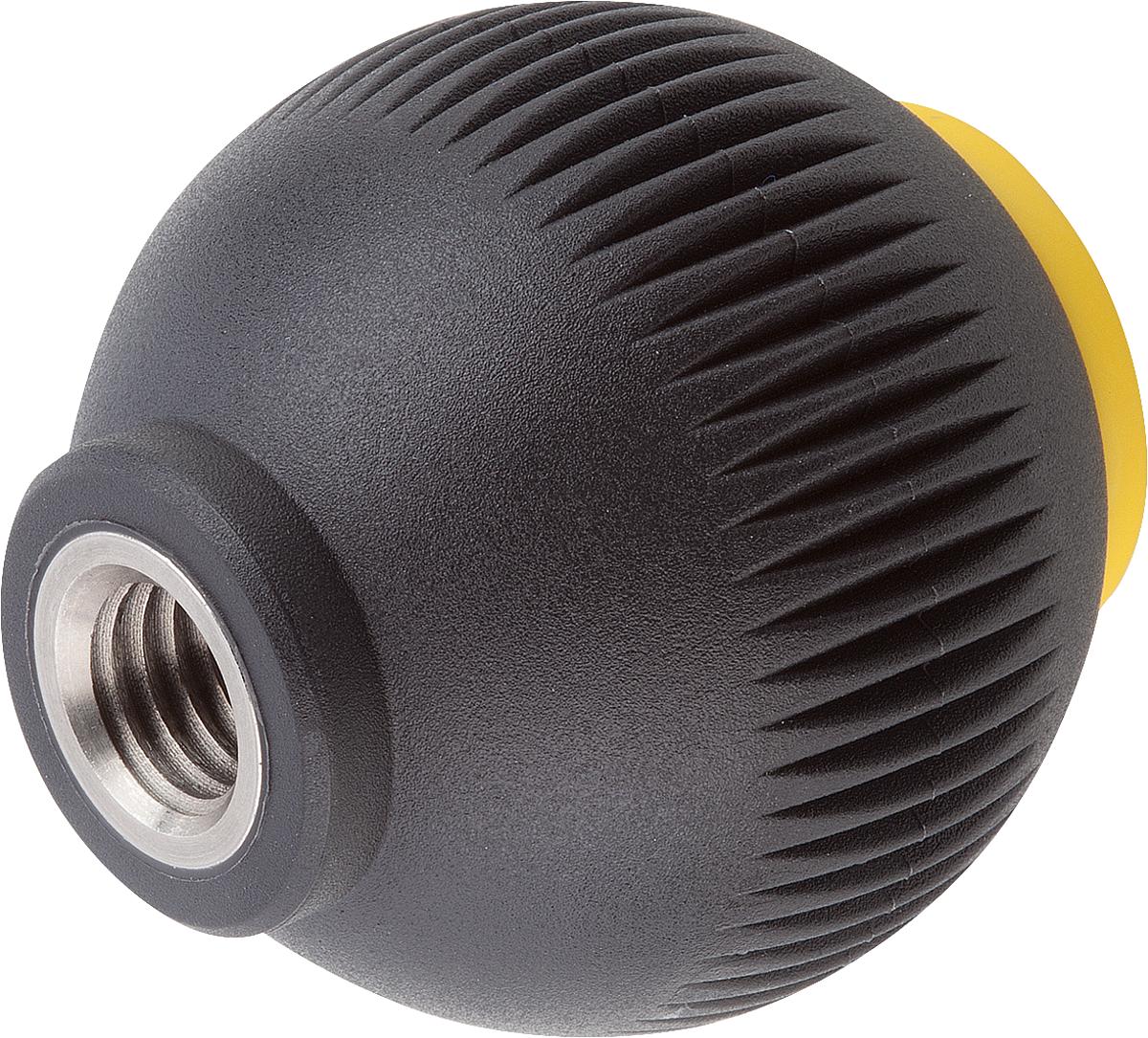 Kipp K0253.03107 NOVO.GRIP GRIFFKUGEL GR.3          EDELSTAHL, D=40, M10, DECKEL RAPSGELB - K0253-03107 NOVO GRIP GRIFFKUGEL GR 3 EDELSTAHL - D 40 - M10 - DECKEL RAPSGELB