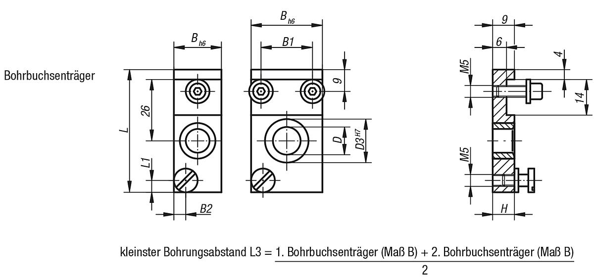Norelem 08650-13 BOHRBUCHSENTR GER GR. 3, - NLM 08650-BBT Bohrbuchsentraeger - Massblatt
