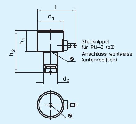 Halder 22800.0010 Positioniersensor pneumatisch Ø 16 x 13, Anschluss unten / seitlich - EH 22800 Positioniersensoren pneumatisch