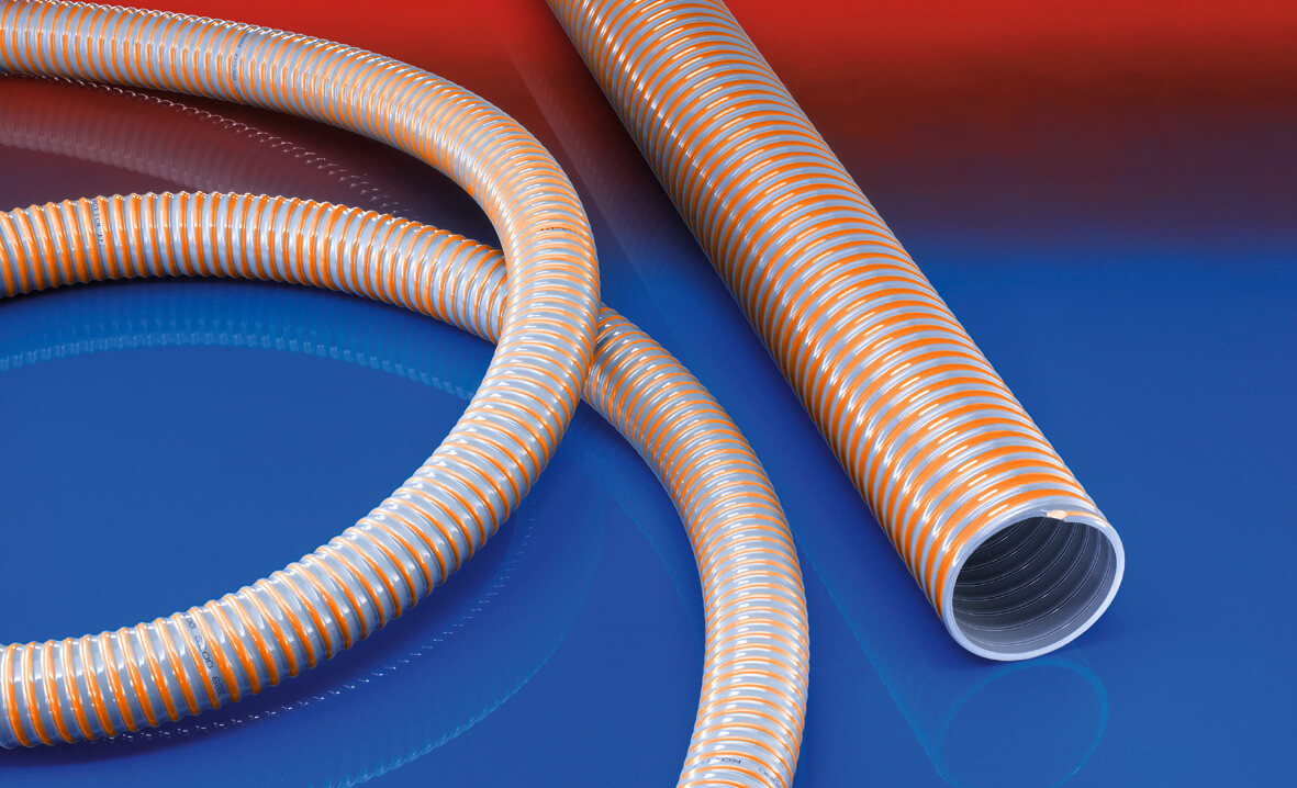 Norres 4456-050-000-50 Hochflexibler Saug- und Druckschlauch, Innen-Ø 50-51 mm, Aussen-Ø 60 mm, Biegeradius 160 mm - Norres 4456 - NORPLAST PVC-C 389 CORRUFLEX AS