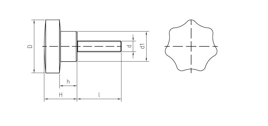 Leschhorn 04448.40M06X30 Sterngriffschrauben Kunststoff mit Stahlgewindestift, verzinkt - Leschhorn LE 04448 Sterngriffschrauben Kunststoff - mit Stahlgewindestift TZ