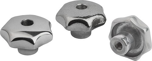 Norelem 06192-480162 STERNGRIFF FORM D, D1=80, D5=M16, ALU, POLIERT - Norelem 06192-D Sterngriffe aehnlich DIN 6336 aus Aluminium - Form D