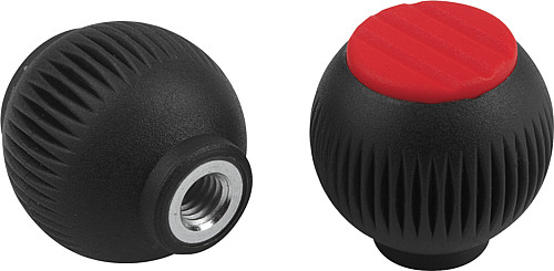 Kipp K0253.0106 NOVO.GRIP GRIFFKUGEL GR.1          EDELSTAHL, D=25, M6, DECKEL SCHWARZGRAU - KIPP K0253-IG Griffkugeln mit Innengewinde