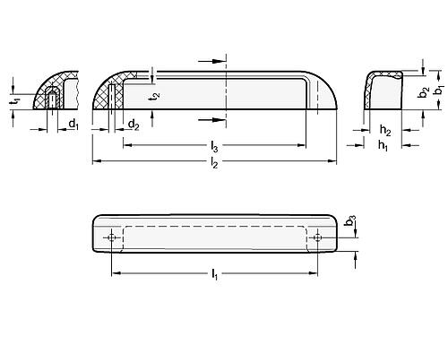 Ganter 130.2-120-B4,5-SG Griffleisten, Kunststoff - GN 130-2 Griffleisten - Kunststoff-Skizze