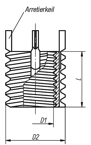 Norelem 07660-106 GEWINDEEINSATZ                EDELSTAHL, D1=M6, D2=M10X1,25 - Norelem 07660 Gewindeeinsaetze