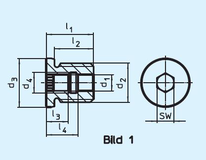 Halder 22400.0910 Aufnahmebuchse für Kugelsperrbolzen und SteckBolzen  Ø 10 x M 24 mit Innensechskant - EH 22400 Steckbolzen fuer Kugelsperrbolzen und Steckbolzen