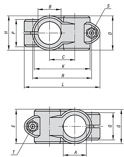 Kipp K0472.51212 KREUZKLEMMSTÜCK ALUMINIUMGUSS, FORM A, A=12, B=12 - KIPP K0472 Kreuzklemmstuecke - Aluminium
