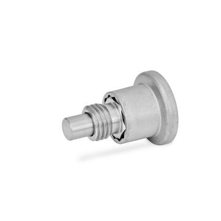 Ganter 822.7-6-M10X1-BN EDELSTAHL MINIRASTER, ohne Rastsperre, mit Edelstahl-Knopf - GN-822-7-Edelstahl-Miniraster-ohne-Rastsperre-mit-Edelstahl-Knopf