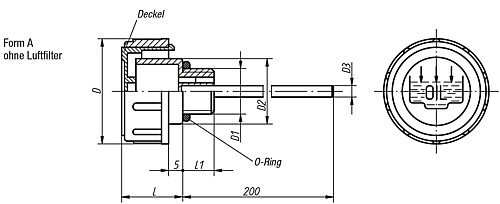 Kipp K0465.136038 ENTLÜFTUNGSSCHRAUBE FORM A, D=36, D1=G 3/8 - KIPP K0465-A Entlueftungsschrauben mit Oelmessstab F
