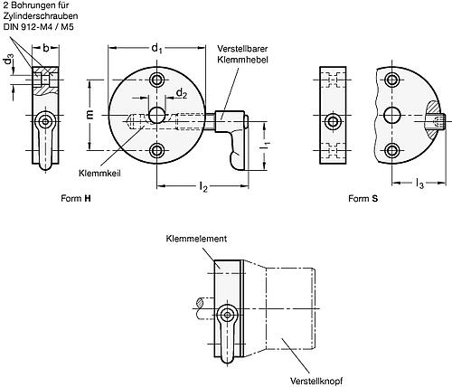 Ganter 826-60-B12-H-ELS Klemmelemente - GN 826 Klemmelemente-Skizze