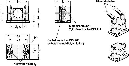 Ganter 147-B20-2-BL FLANSCH KLEMMVERBINDER - GN 147 Flansch Klemmverbinder - Aluminium-Skizze