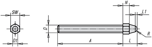 Kipp K0901.106 ANSCHLAGSPINDEL  M6 - KIPP K0901 Anschlagspindeln
