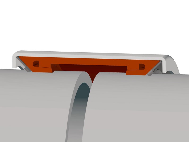 Leschhorn Rohrkupplung mit zugfester Verbindung FIX-M, DA 108,0; Bereich 106,9-109,1; PN 16; PS 21; BL 111; - Proportional steigender Druck in Dichtung und Rohr