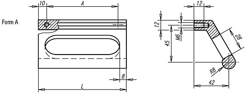 Norelem 06952-086061 WINKELPROFILGRIFF FORM A, A=86, SCHWARZ ELOXIERT - Norelem 06952-A Winkelprofilgriffe - Form A