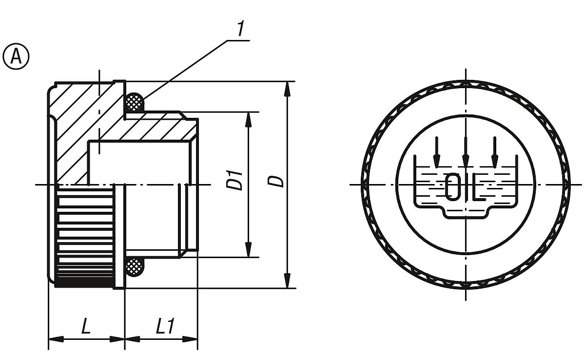 Norelem 28030-1282015 VERSCHLUSSSCHRAUBE, FORM A, D=28, D1=M20X1,5 - NLM 28030-A Verschlussschrauben Form A - Massblatt