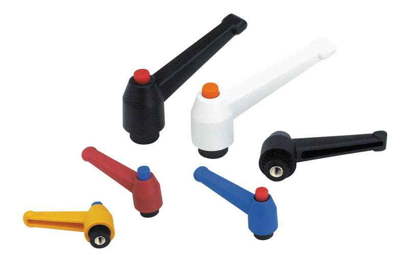 Leschhorn A562 verstellbare Klemmhebel  R 65; Innengewinde M10; Hebel schwarz; Knopf grau - Boteco A562 Verstellbare Klemmhebel