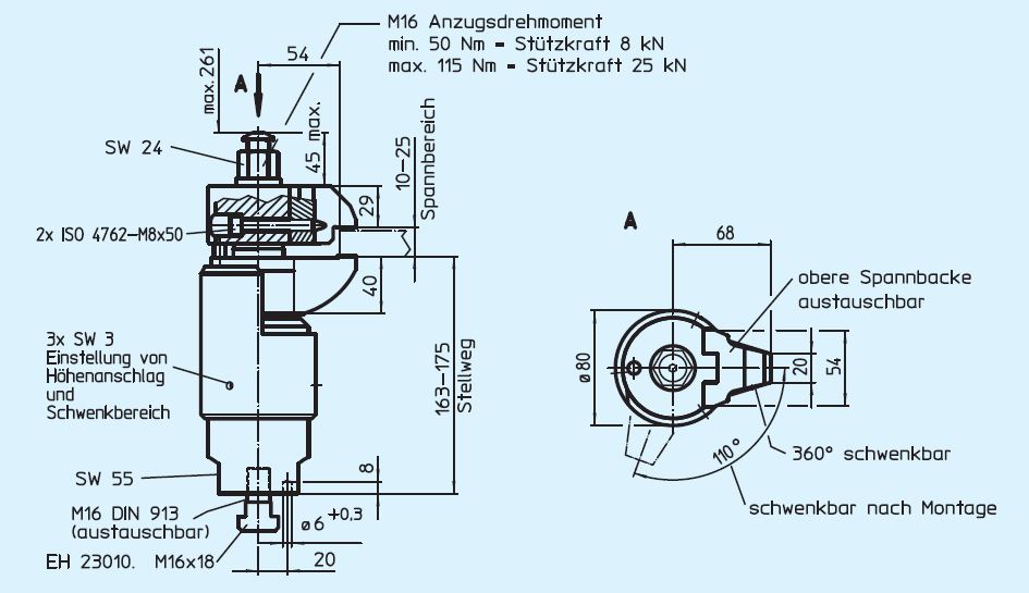 Halder 23320.0016 Schwimmspanner kombinierte Spannung und Verblockung, M 16 - EH 23320 Schwimmspanner