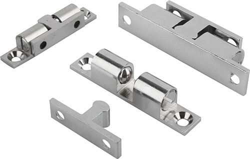 Norelem 03075-700 DOPPELKUGELSCHNÄPPER, L=70, B=13, H=17, A=60, ZINK VERCHROMT, KOMP:KUGEL AUS EDELSTAHL - Norelem 03075 Doppelkugelschnaepper