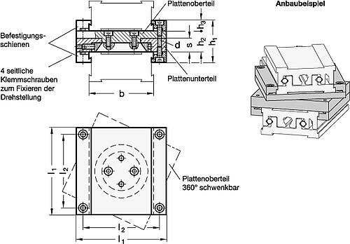 Ganter 900.5-120-145 DREHPLATTE - GN 900-5 Drehplatten - Aluminium-Skizze