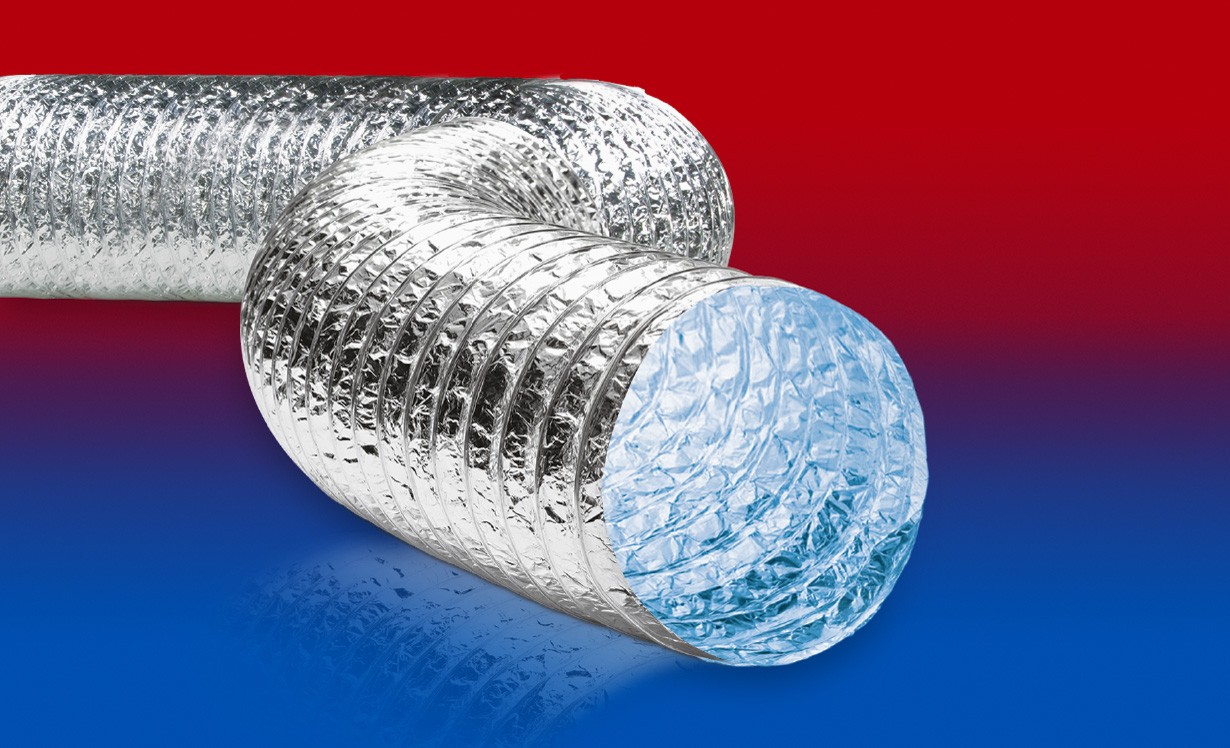 Norres 369-0120-3508-10 Alu/Polyester-Klimaschlauch, antibakteriell, schwerentflammbar (M1), Innen-Ø 120 mm, Aussen-Ø 124 mm, Biegeradius 120 mm - Norres 369 - PROTAPE ALU-PES 369 ANTI-BACTERIAL