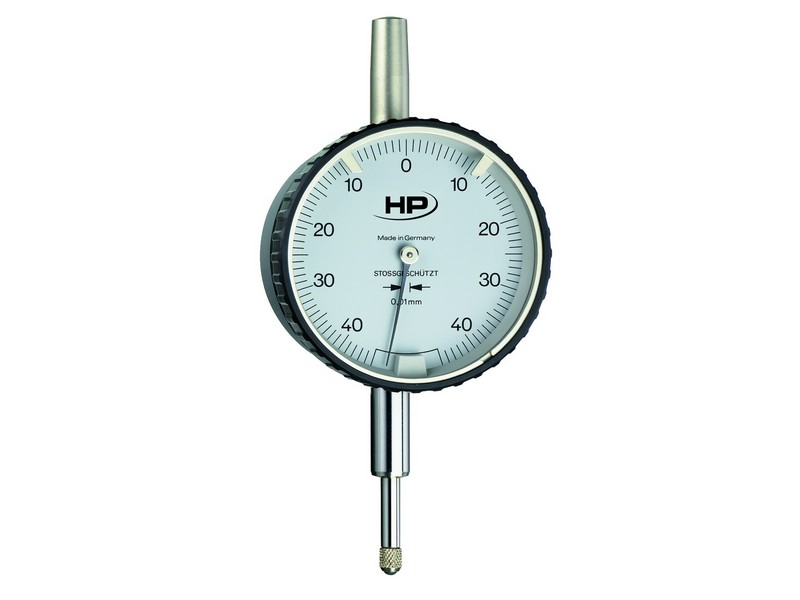 Helios Preisser, 0706 102  Sicherheitsmessuhr mit Stoßschutz  0,8 mm Messbereich, Skalenwert 0,01 mm, Zeigerumdrehung 1 mm, Außenring-Ø 58 mm - Helios Preisser 0706 Sicherheitsmessuhr mit Stossschutz