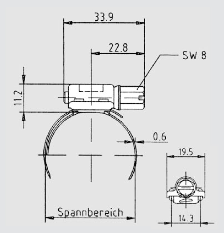 Schlauchschellen BREEZE AERO BG, Spannbereich 100-120, Breite 14,3; Material W2 - NORMA BREEZE AERO BG Schlauchschelle
