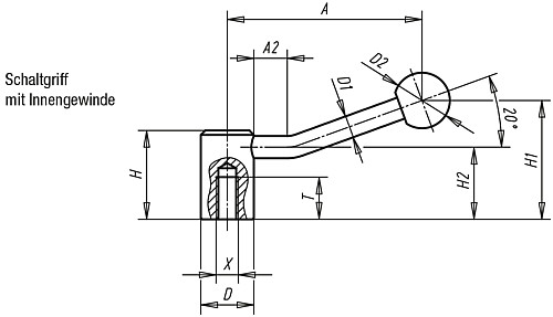 Norelem 06340-208 SCHALTGRIFF GR.1, M8 - Norelem 06340-IG Schaltgriffe mit Innengewinde