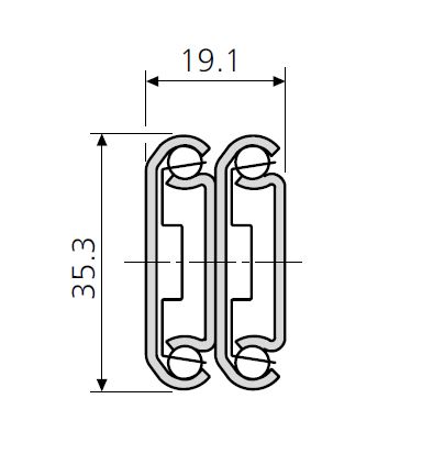 Accuride DS0305-0012 Edelstahl Teleskopschienen, 100% Überauszug, 19,1x35,3, SL 305,TR 327, 70kg,  Edelstahl - DS0305 Teleskopschiene - Ueberauzug Profil