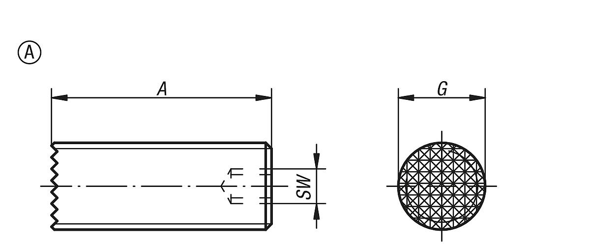 Kipp K0388.4010 GRIPPER VERSTELLBAR FORM A, A=40, G=M10 - K0388-A Grippers verstellbar Form A - Massblatt