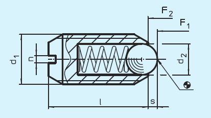 Halder 22050.1410 Federndes Druckstückmit Keramikkugel und Schlitz M 10, rostfreier Stahl A4, Standard-Federkraft - EH 22050 Federnde Druckstuecke mit Keramikkugel und Schlitz - rostfreier Stahl A4
