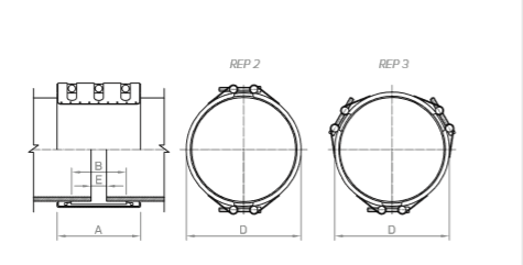 LE70072 Flexible Rohrkupplung zur Verbindung, INSTAL Serie ICZ,  DN 850; DA 850,0; PS 6;  BL 200; - LE Instal-TZ