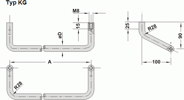 Leschhorn KG-16.450.14  Kommandogehäuse Griffserie Rundaluminium Ø 16 mm A 450,  schwarz eloxiert - Leschhorn KG Kommandogehaeuse Griffserie