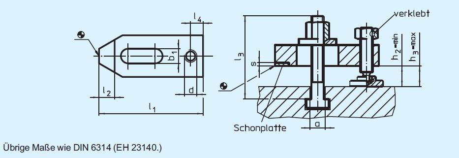 Halder 23190.0025 Spanneisen mit Schonplatte 10 x 65 x 11 mit Stellschraube und Spannschraube - EH 23190 Spanneisen mit Schonplatte